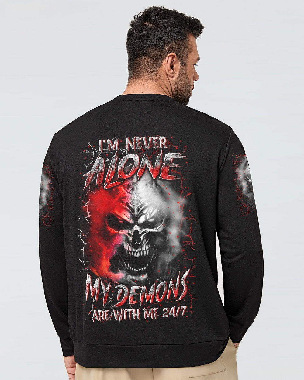 BLISSCORNERS I'M NEVER ALONE SKULL DEMON ALL OVER PRINT