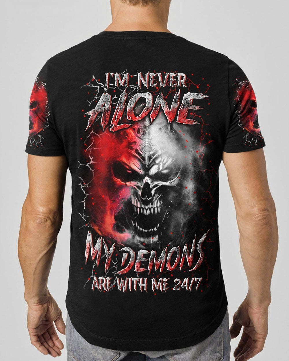 BLISSCORNERS I'M NEVER ALONE SKULL DEMON ALL OVER PRINT