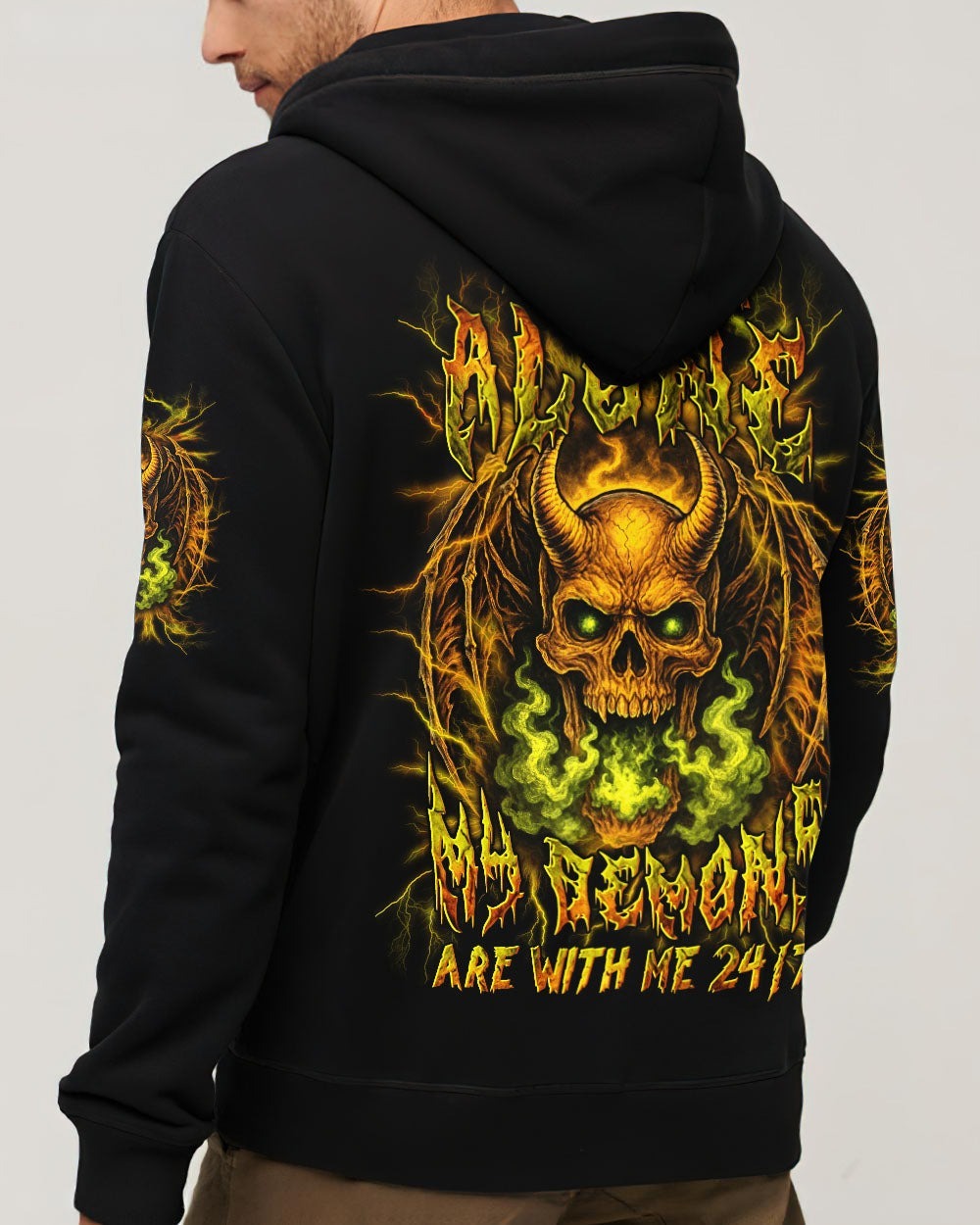 BLISSCORNERS I'M NEVER ALONE SKULL DEMON ALL OVER PRINT