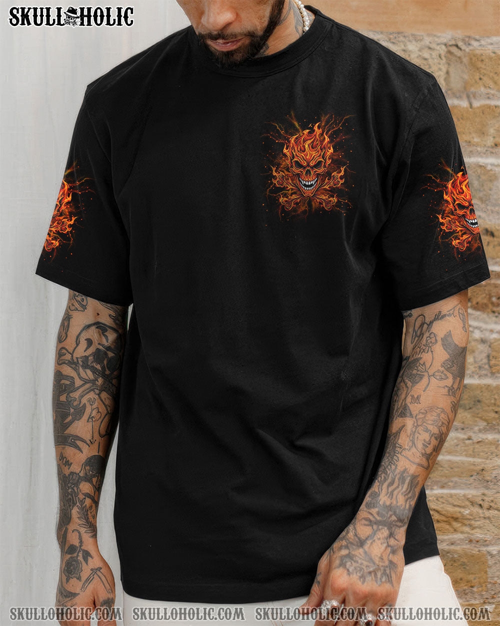 BLISSCORNERS I CAN'T GO TO HELL FIRE SKULL ALL OVER PRINT