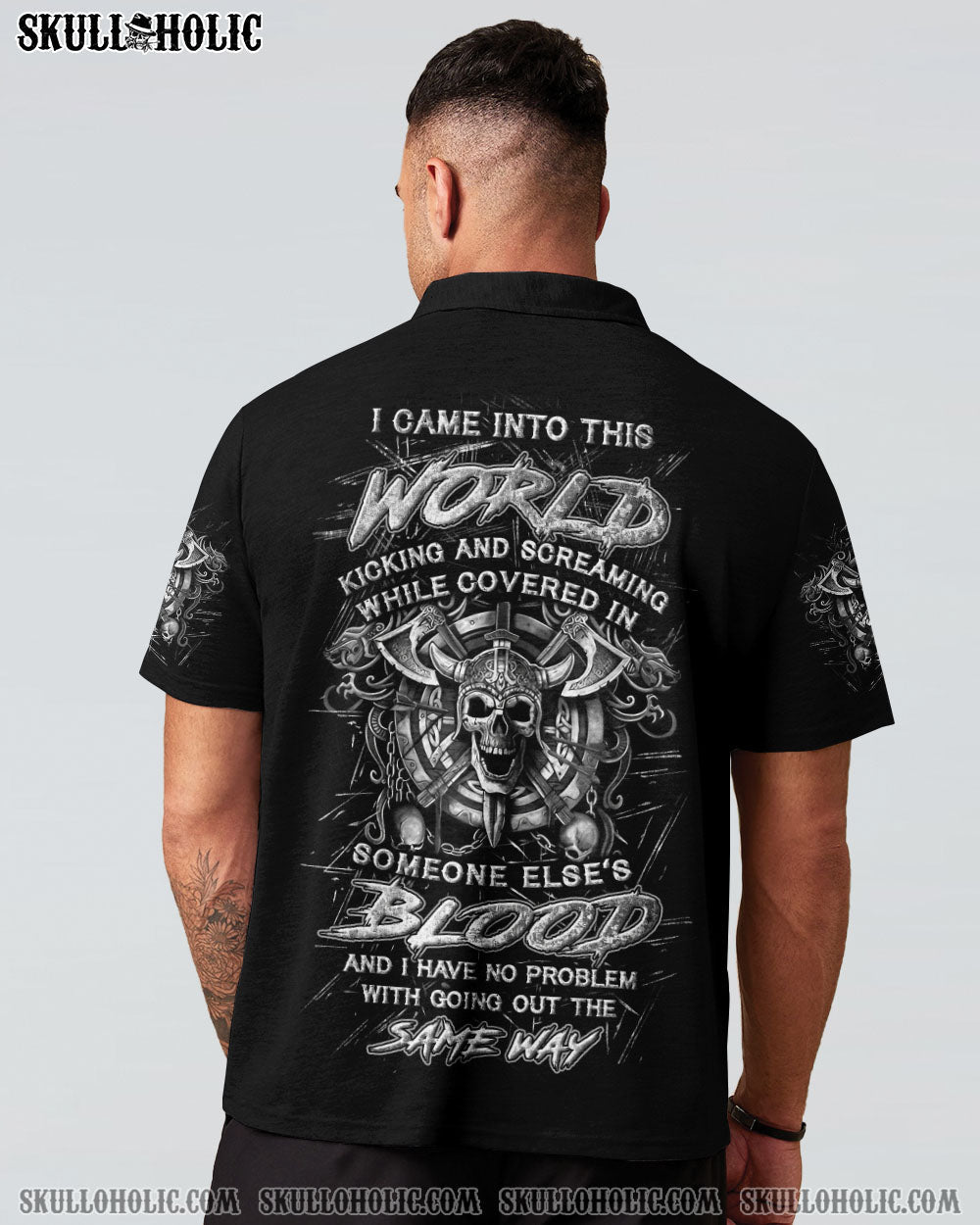 BLISSCORNERS I CAME INTO THIS WORLD VIKING SKULL ALL OVER PRINT