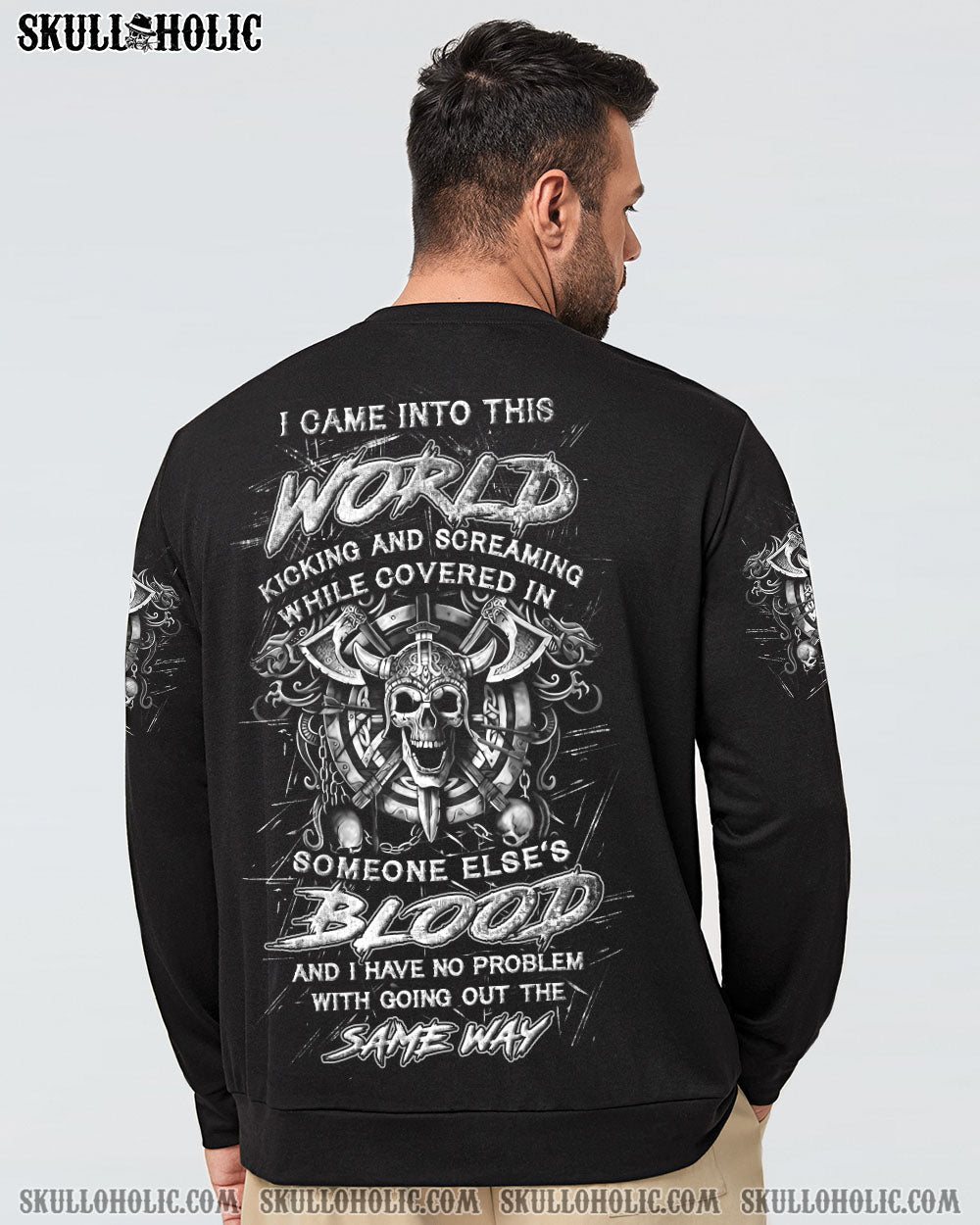 BLISSCORNERS I CAME INTO THIS WORLD VIKING SKULL ALL OVER PRINT
