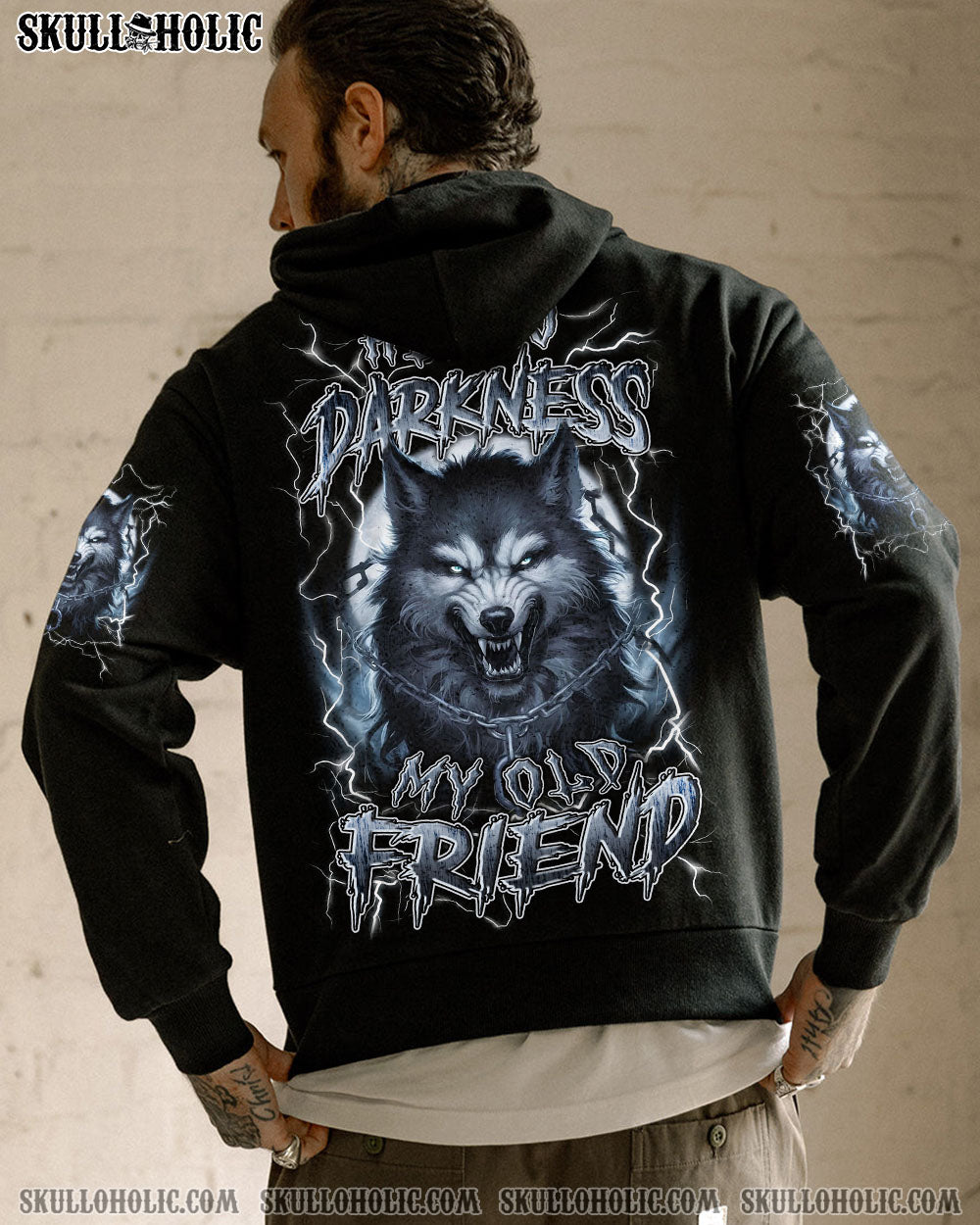 BLISSCORNERS HELLO DARKNESS MY OLD FRIEND WOLF ALL OVER PRINT