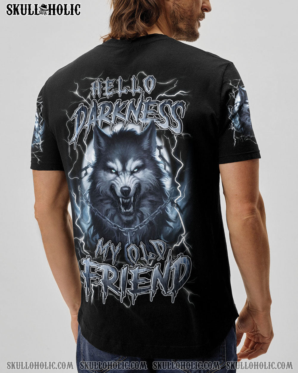 BLISSCORNERS HELLO DARKNESS MY OLD FRIEND WOLF ALL OVER PRINT