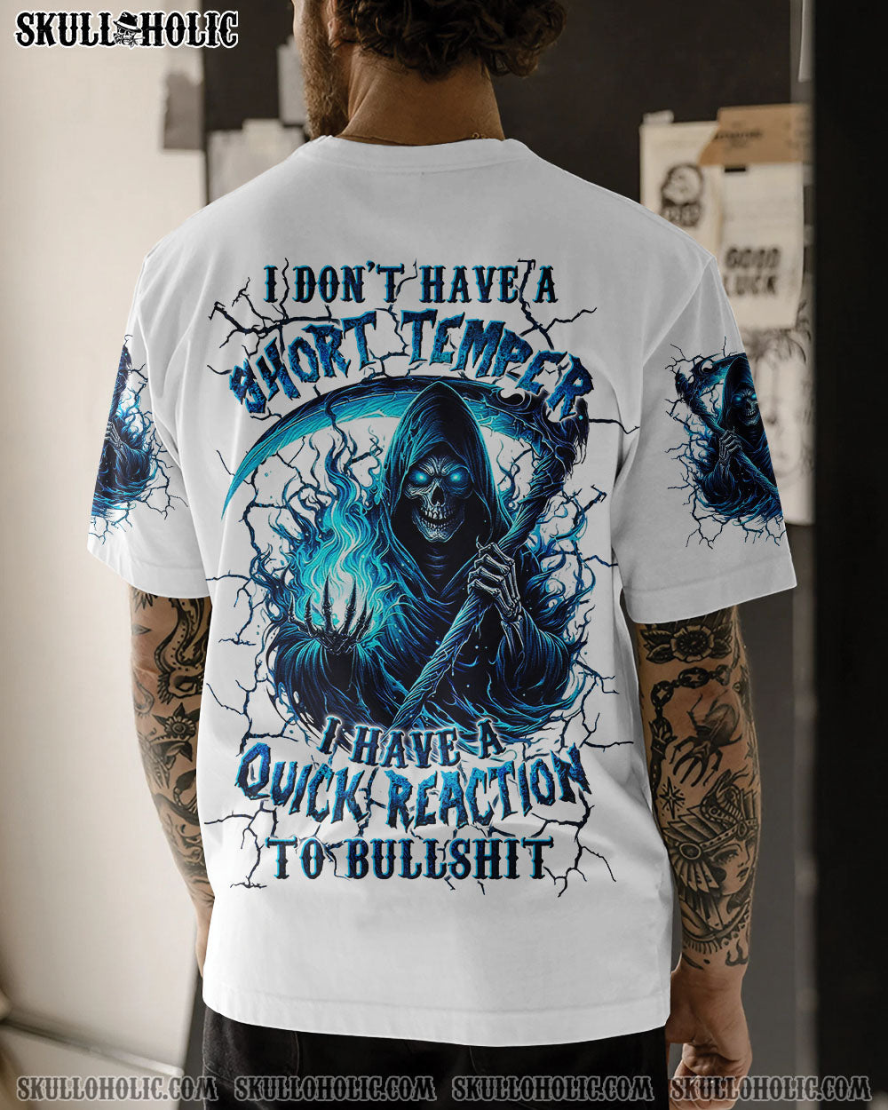 BLISSCORNERS I DON'T HAVE A SHORT TEMPER SKULL REAPER ALL OVER PRINT
