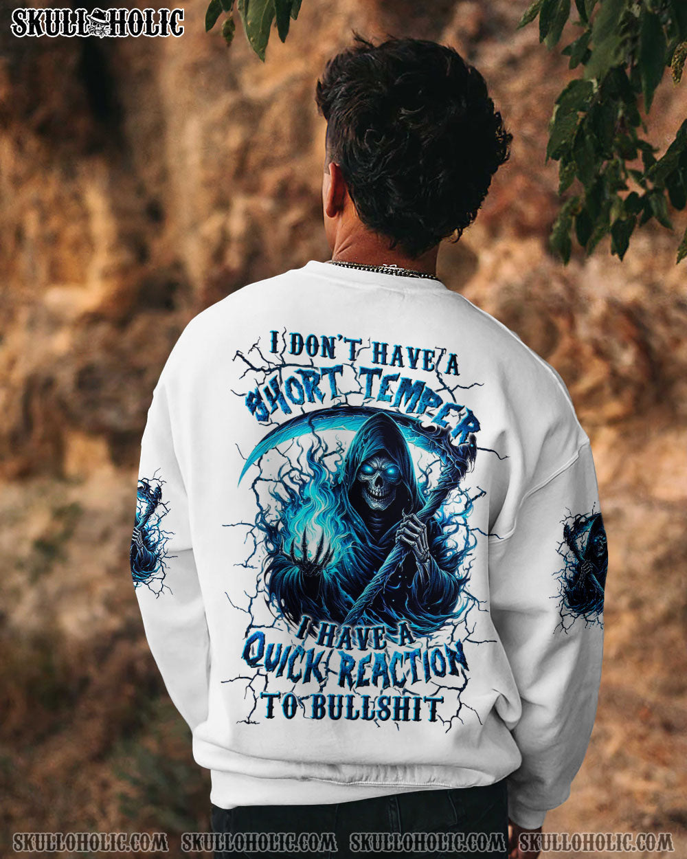 BLISSCORNERS I DON'T HAVE A SHORT TEMPER SKULL REAPER ALL OVER PRINT