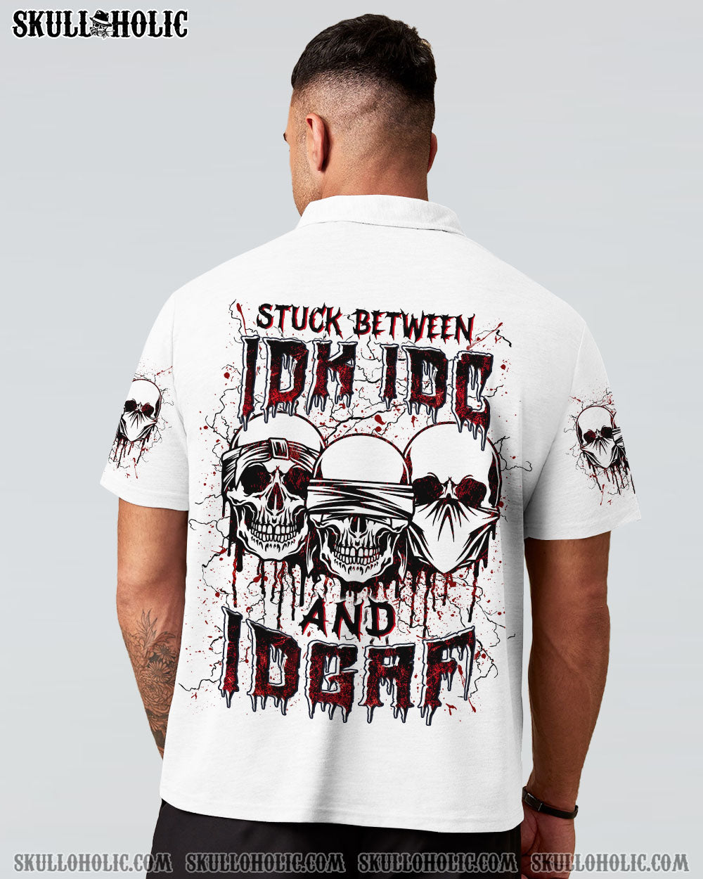BLISSCORNERS STUCK BETWEEN IDK IDC AND IDGAF SKULL ALL OVER PRINT