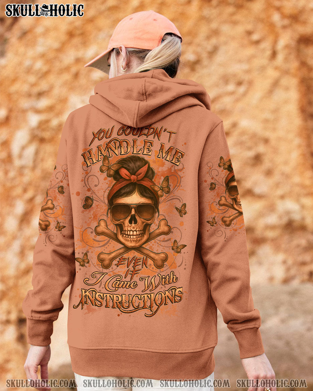 BLISSCORNERS ALWAYS A STRONG WOMAN SKULL MESSY BUN ALL OVER PRINT