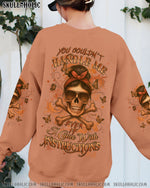 BLISSCORNERS ALWAYS A STRONG WOMAN SKULL MESSY BUN ALL OVER PRINT