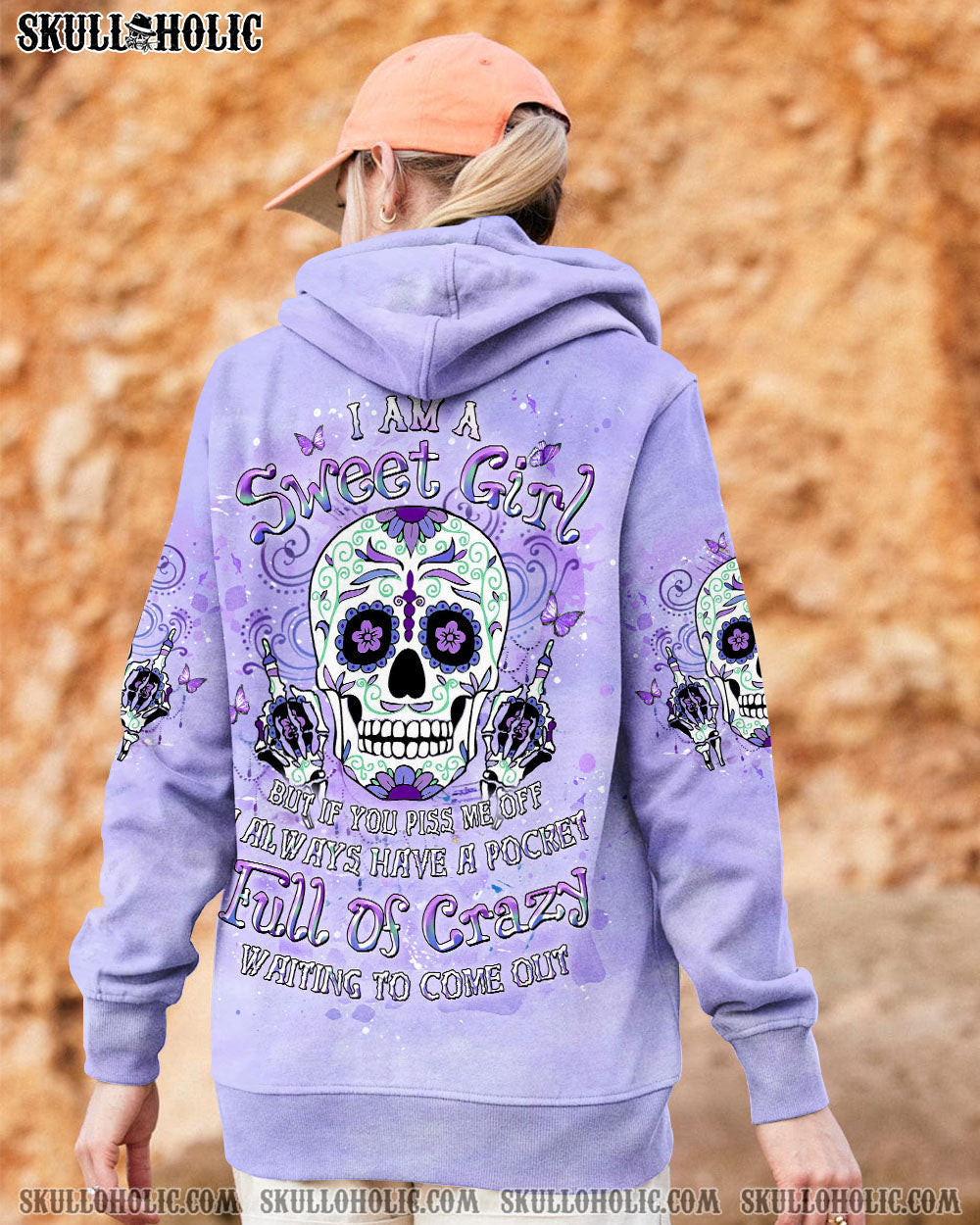 BLISSCORNERS I AM A SWEET GIRL BUT IF YOU PISS ME OFF SUGAR SKULL ALL OVER PRINT