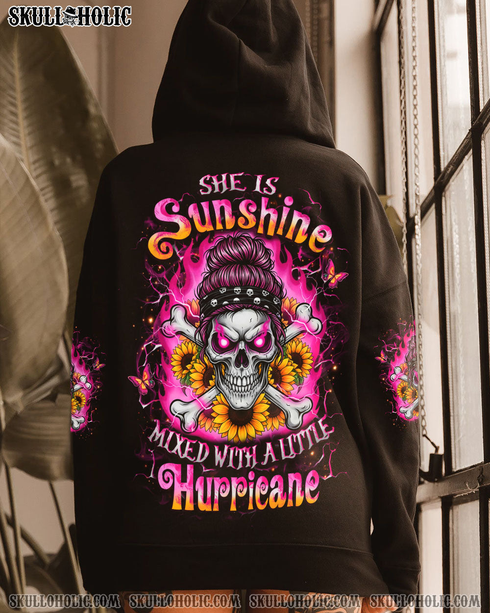BLISSCORNERS HOW HEARTLESS I CAN BE SKULL MESSY BUN ALL OVER PRINT