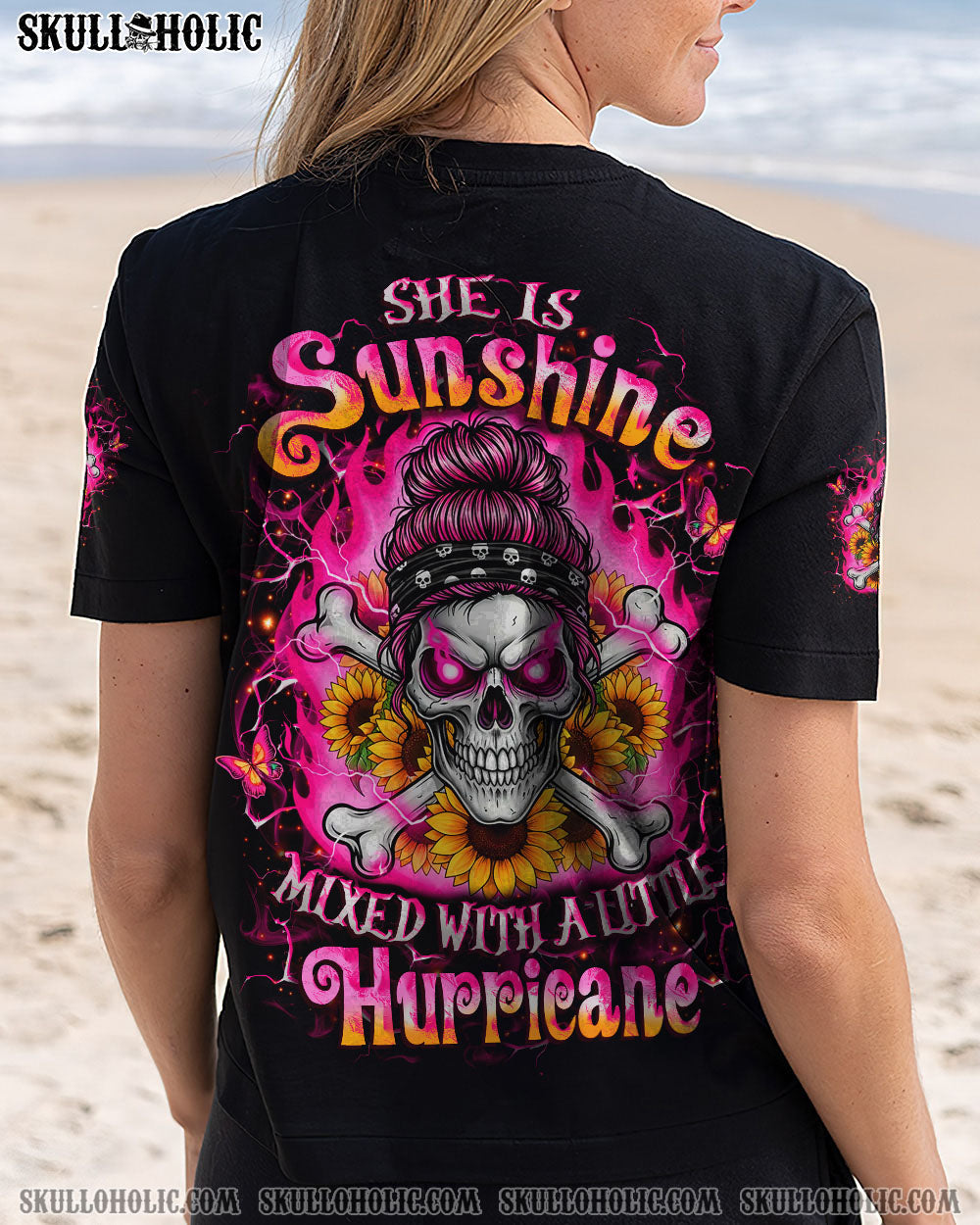 BLISSCORNERS HOW HEARTLESS I CAN BE SKULL MESSY BUN ALL OVER PRINT
