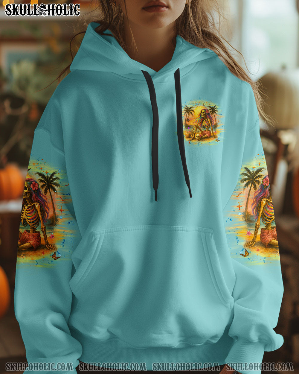 BLISSCORNERS BEACH HAIR DON'T CARE SKULL LADY ALL OVER PRINT