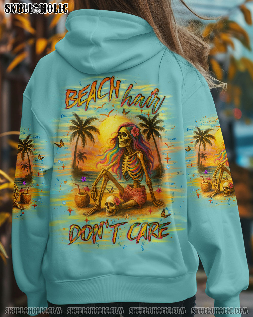 BLISSCORNERS BEACH HAIR DON'T CARE SKULL LADY ALL OVER PRINT