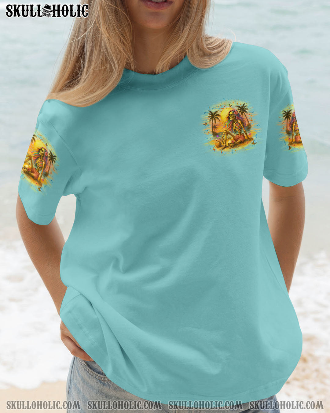 BLISSCORNERS BEACH HAIR DON'T CARE SKULL LADY ALL OVER PRINT
