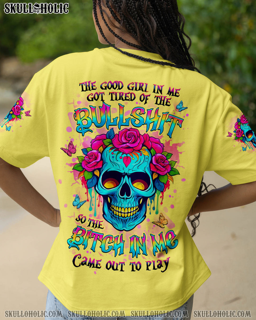 BLISSCORNERS THE GOOD GIRL IN ME SKULL ALL OVER PRINT