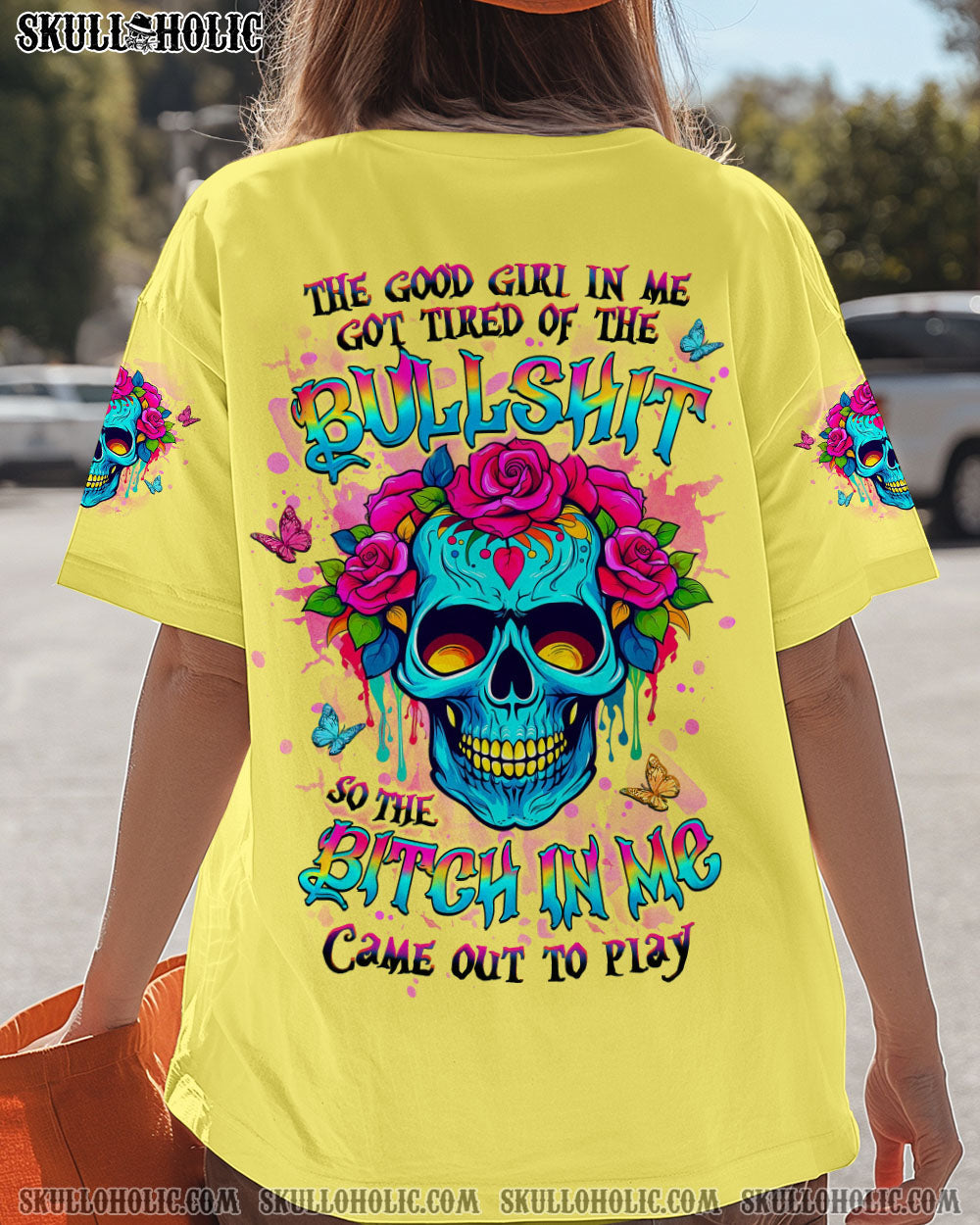 BLISSCORNERS THE GOOD GIRL IN ME SKULL ALL OVER PRINT