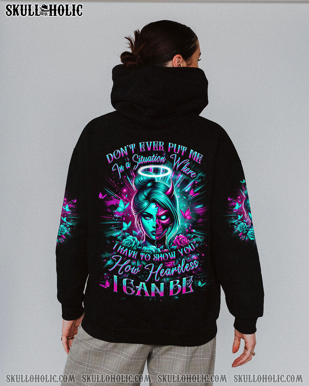 BLISSCORNERS HOW HEARTLESS I CAN BE SKULL LADY ALL OVER PRINT