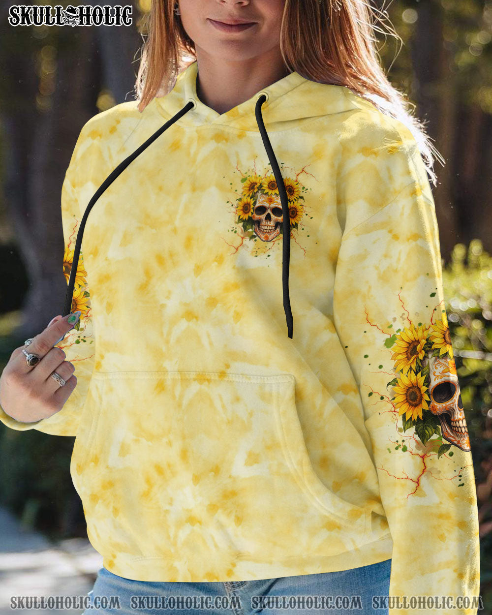 BLISSCORNERS SHE IS SUNSHINE SKULL SUNFLOWER ALL OVER PRINT