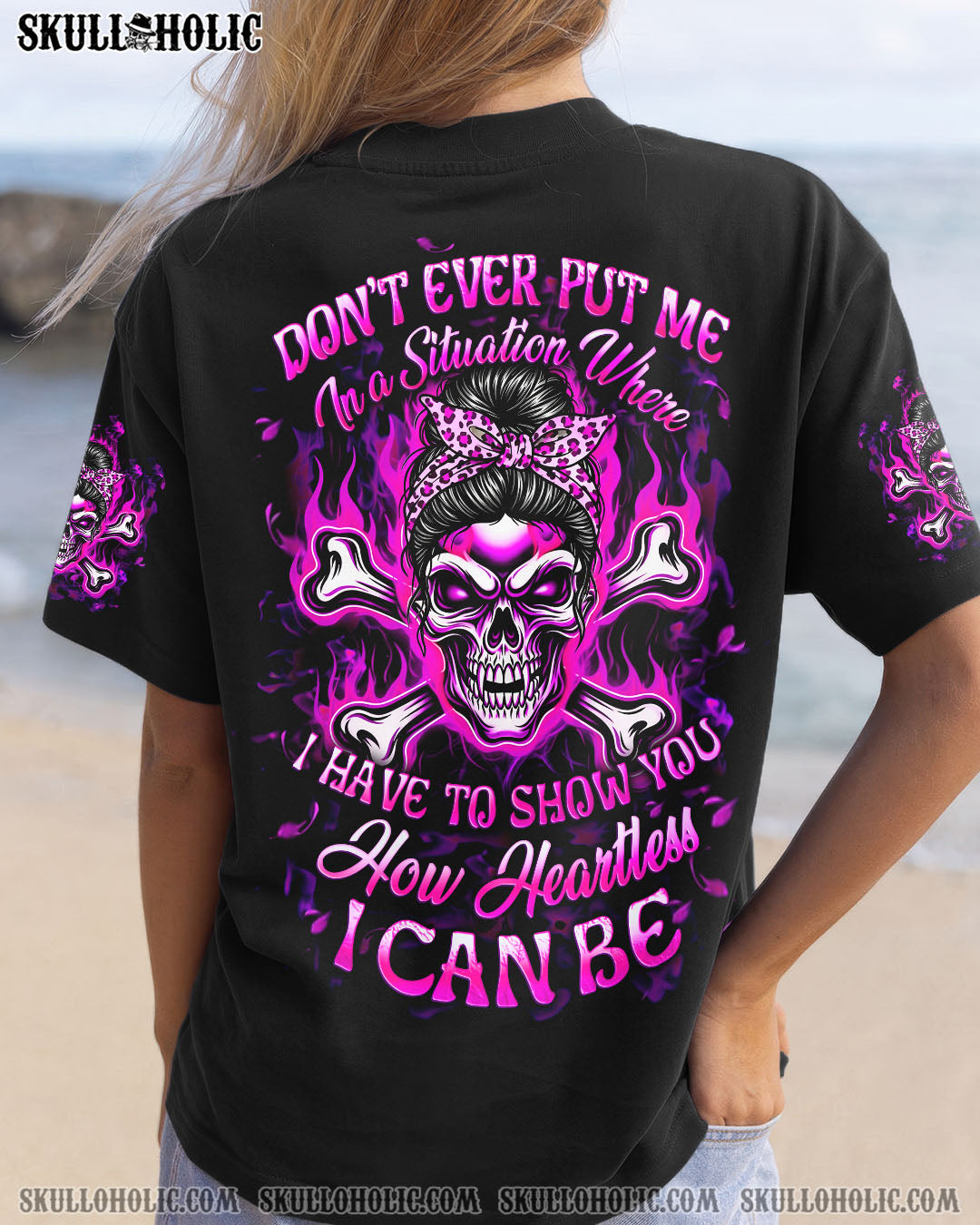BLISSCORNERS NAH I'M GOOD MESSY BUN SKULL TIE DYE ALL OVER PRINT