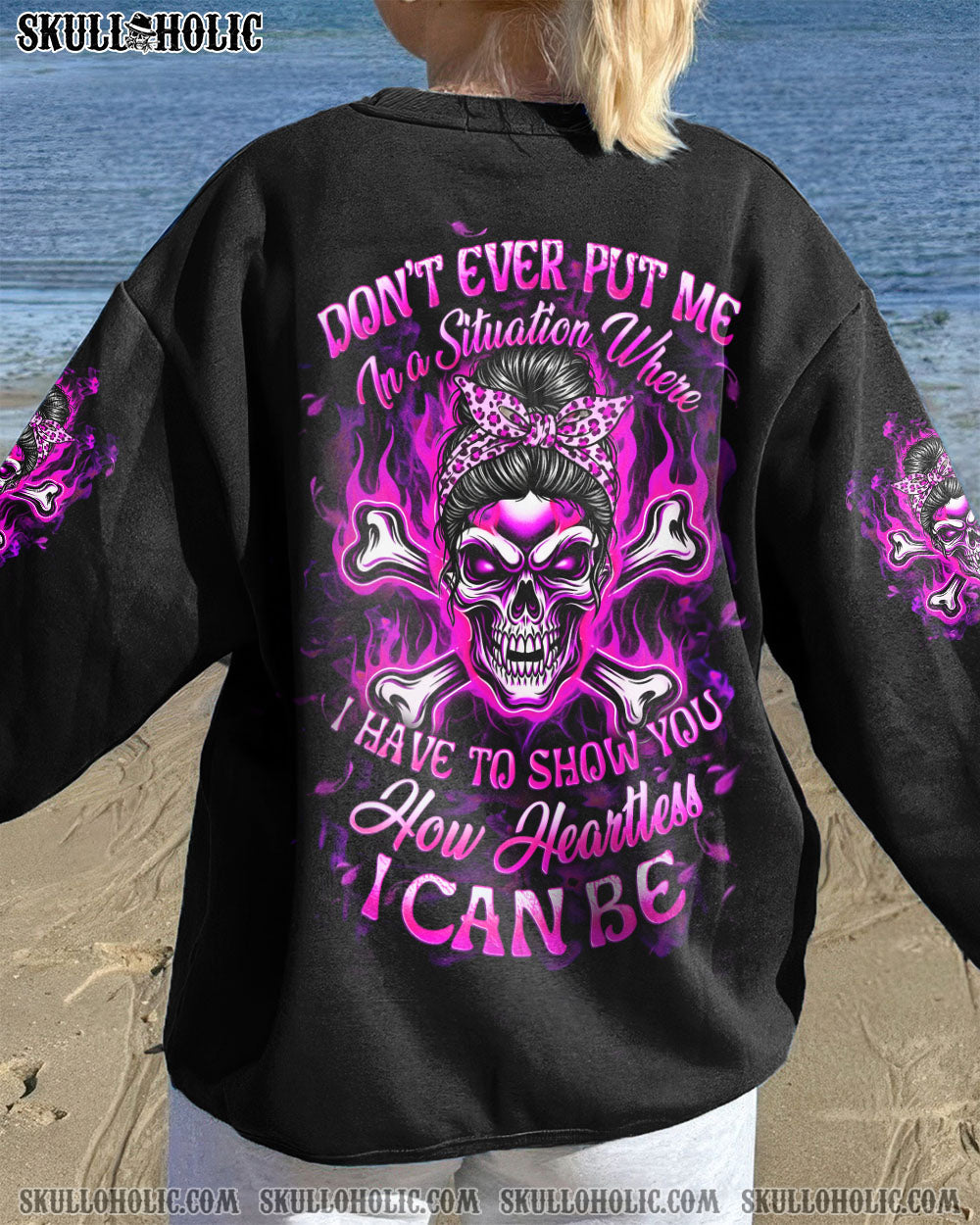 BLISSCORNERS NAH I'M GOOD MESSY BUN SKULL TIE DYE ALL OVER PRINT