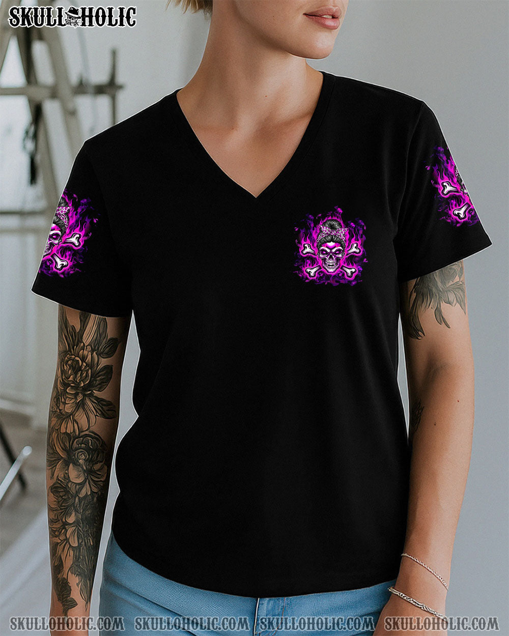 BLISSCORNERS NAH I'M GOOD MESSY BUN SKULL TIE DYE ALL OVER PRINT