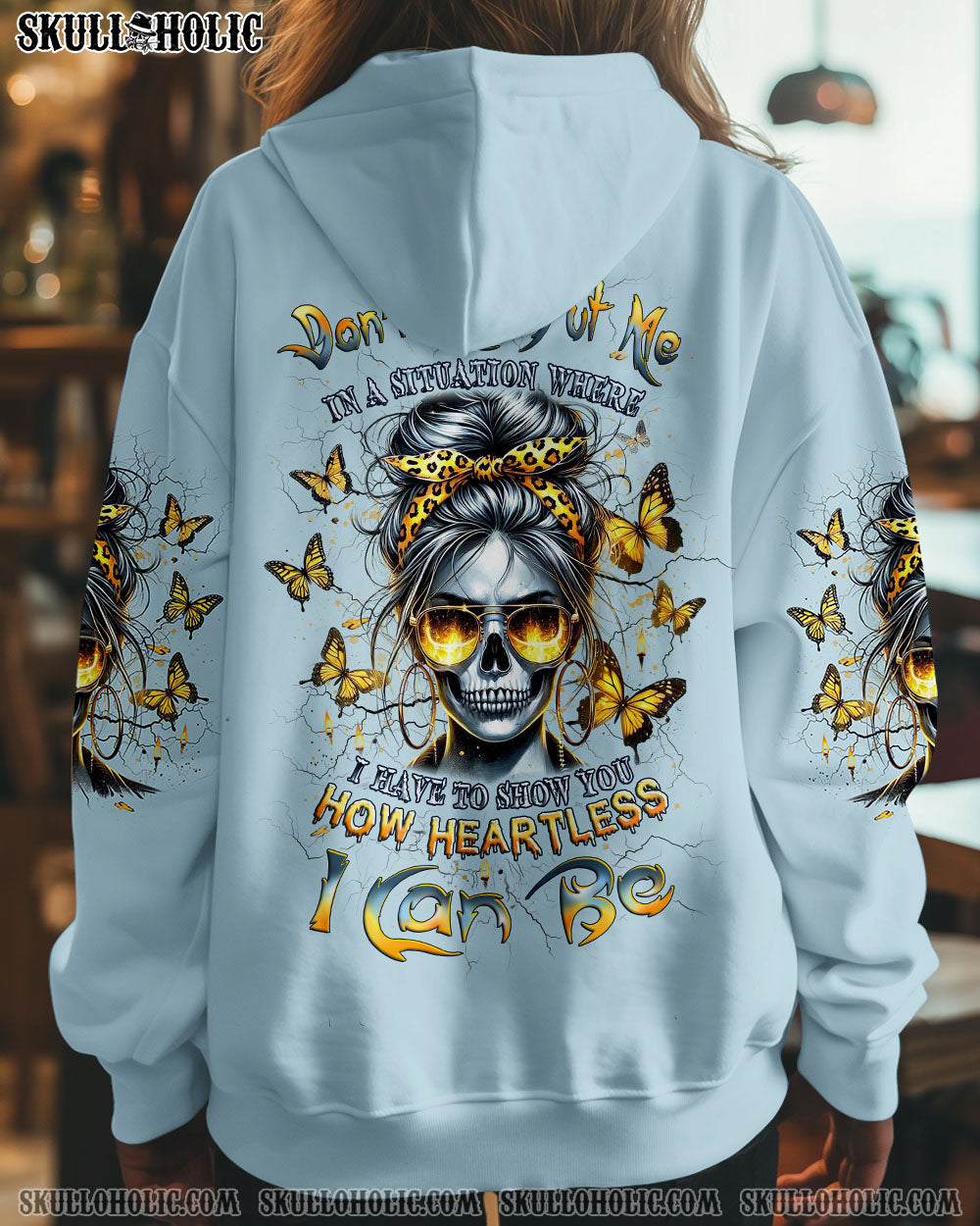 BLISSCORNERS HOW HEARTLESS I CAN BE SKULL LADY ALL OVER PRINT