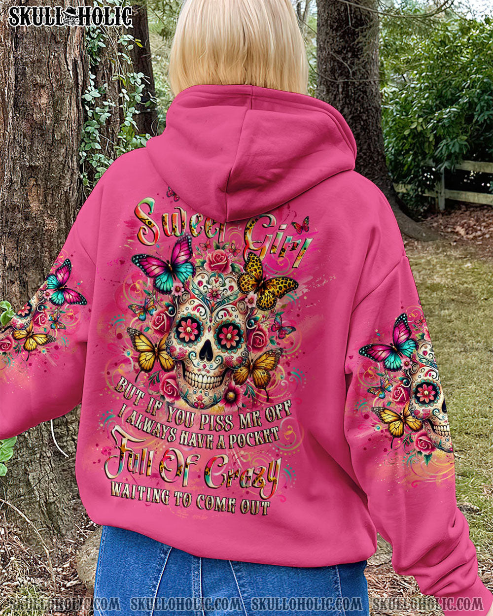 BLISSCORNERS I AM A SWEET GIRL BUT IF YOU PISS ME OFF SUGAR SKULL ALL OVER PRINT