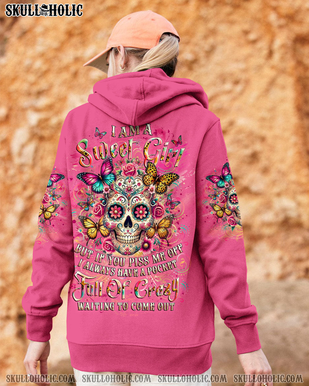 BLISSCORNERS I AM A SWEET GIRL BUT IF YOU PISS ME OFF SUGAR SKULL ALL OVER PRINT
