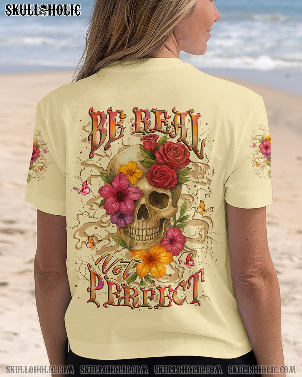 BLISSCORNERS BE REAL NOT PERFECT ALL OVER PRINT