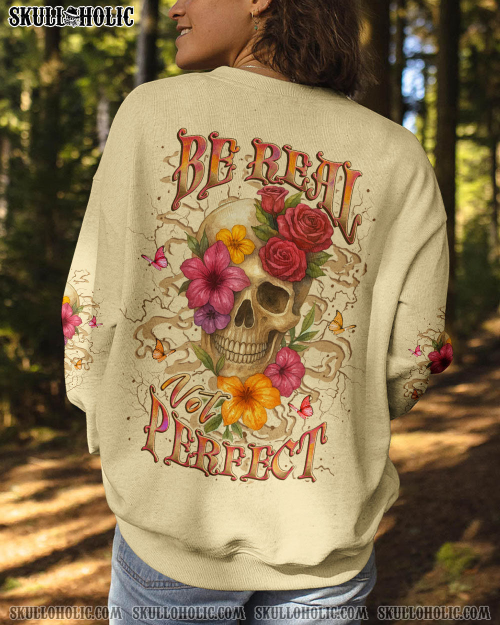 BLISSCORNERS BE REAL NOT PERFECT ALL OVER PRINT