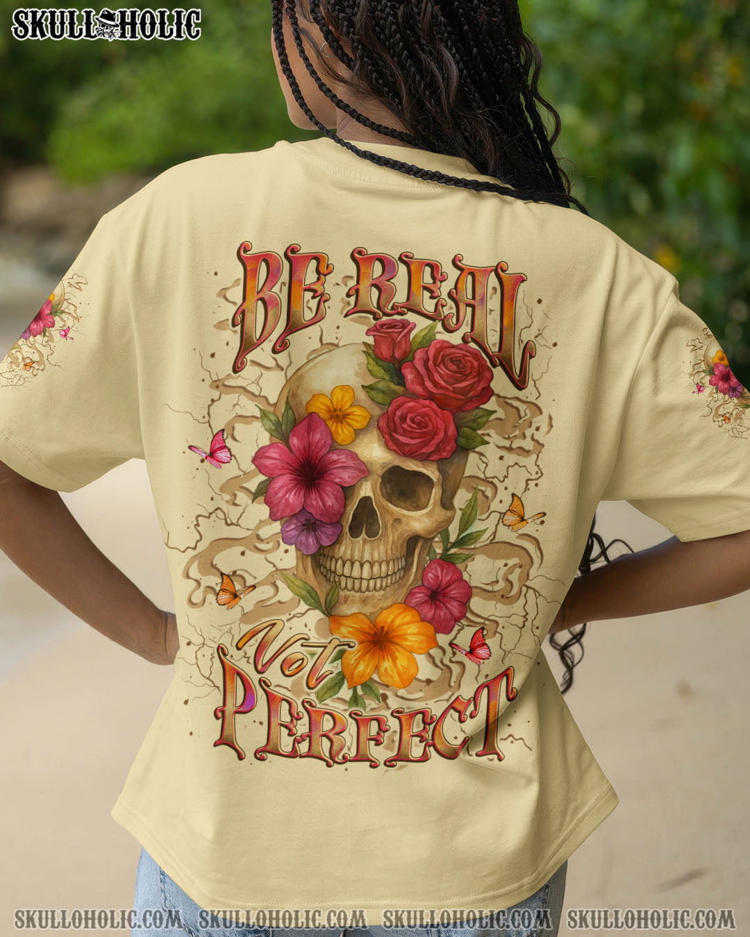 BLISSCORNERS BE REAL NOT PERFECT ALL OVER PRINT