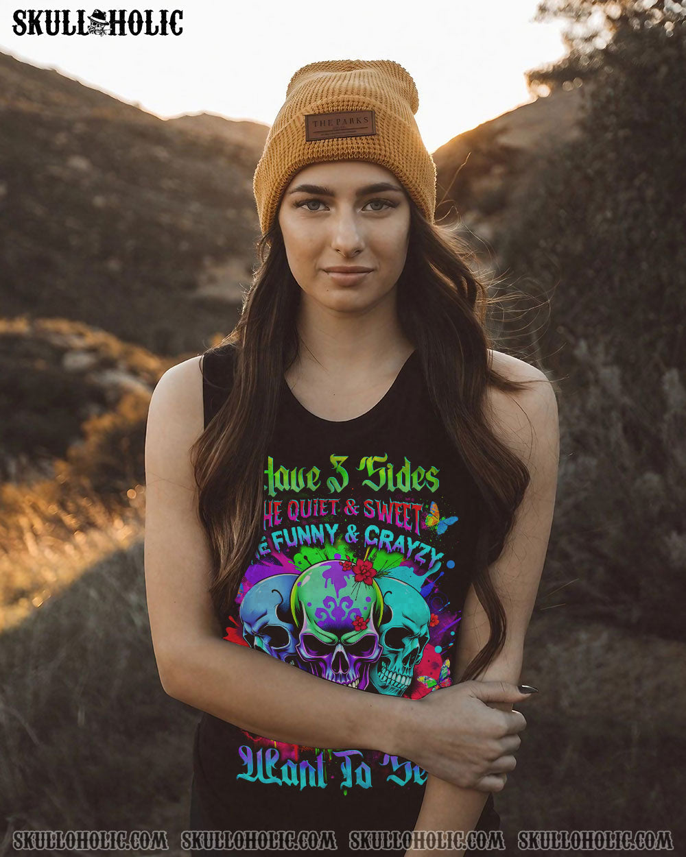 BLISSCORNERS I HAVE 3 SIDES 3 SKULLS ALL OVER PRINT