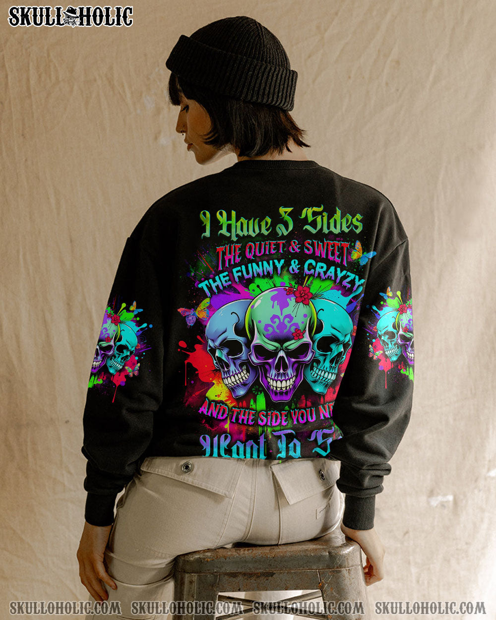 BLISSCORNERS I HAVE 3 SIDES 3 SKULLS ALL OVER PRINT