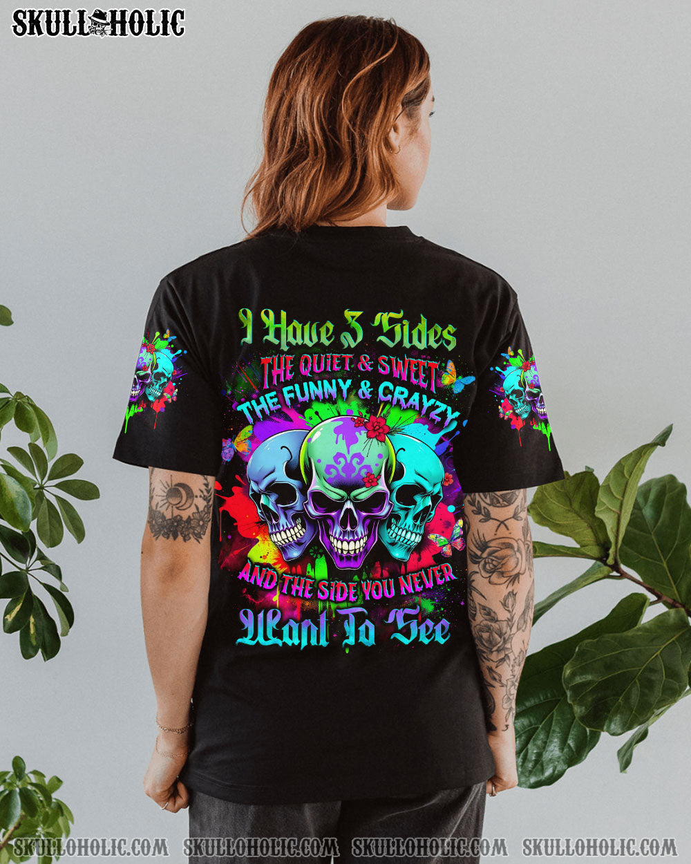 BLISSCORNERS I HAVE 3 SIDES 3 SKULLS ALL OVER PRINT