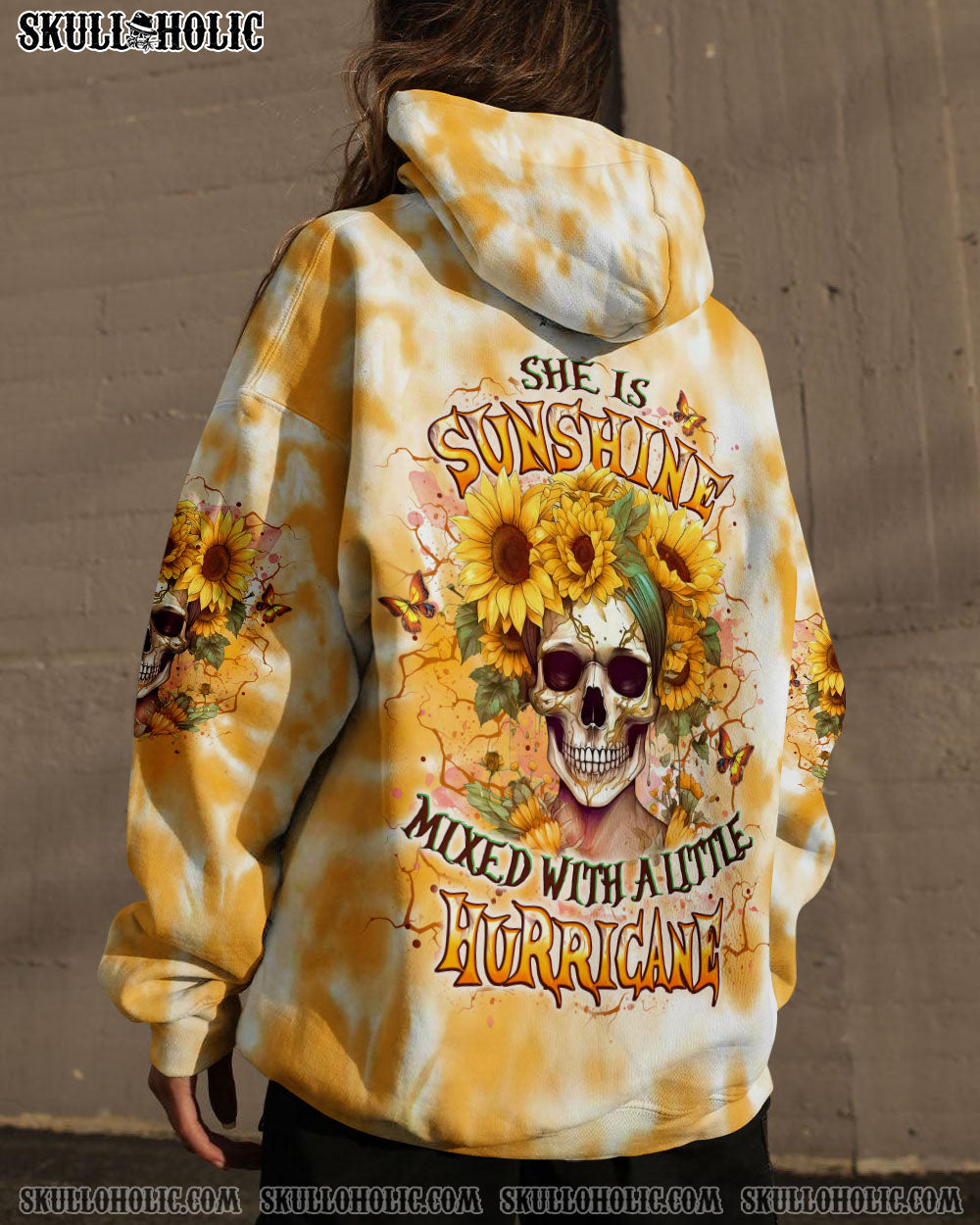 BLISSCORNERS SHE IS SUNSHINE SKULL SUNFLOWER ALL OVER PRINT