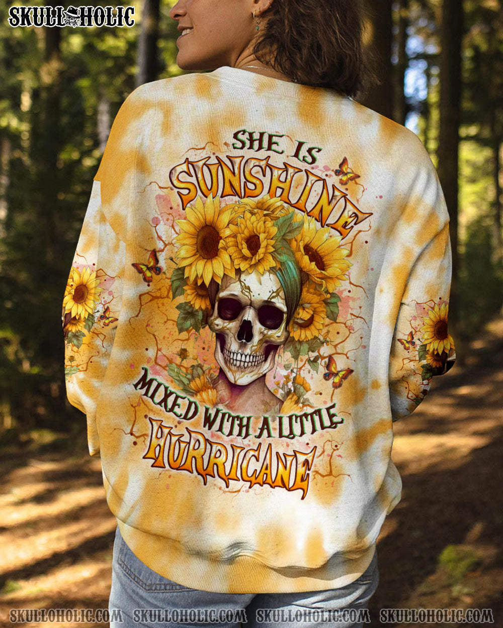 BLISSCORNERS SHE IS SUNSHINE SKULL SUNFLOWER ALL OVER PRINT