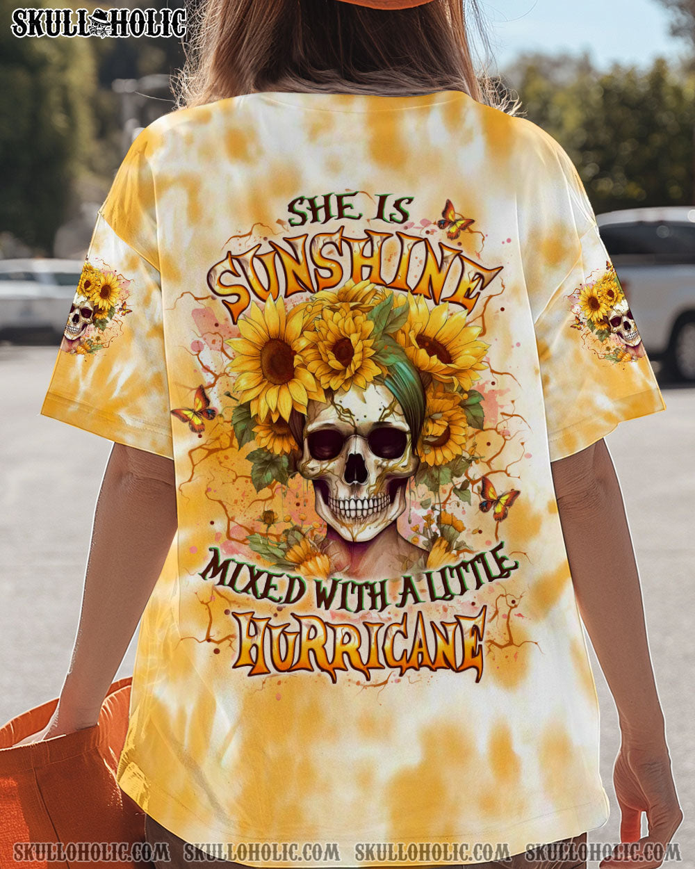 BLISSCORNERS SHE IS SUNSHINE SKULL SUNFLOWER ALL OVER PRINT