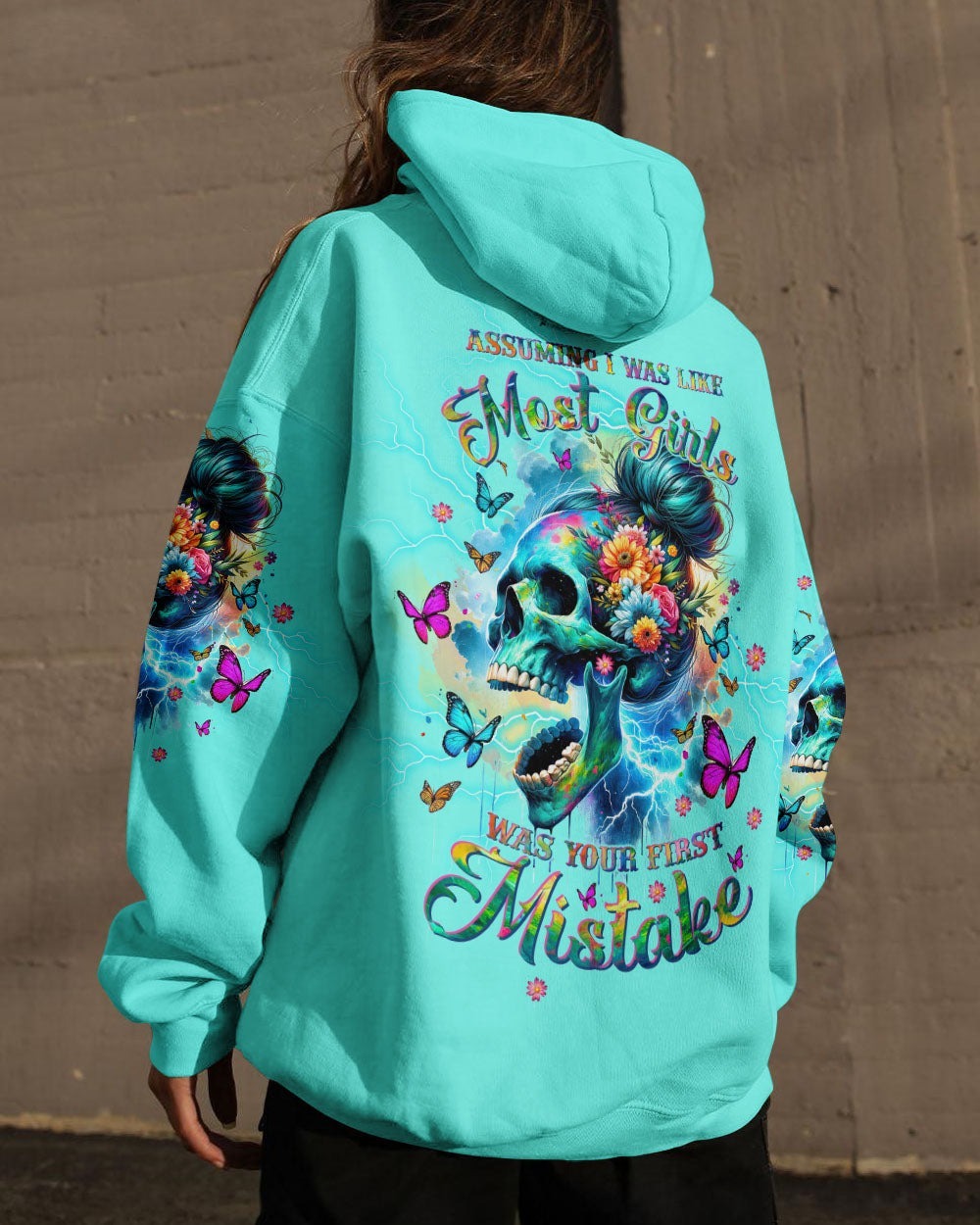 BLISSCORNERS I AM THE STORM SKULL MESSY BUN ALL OVER PRINT