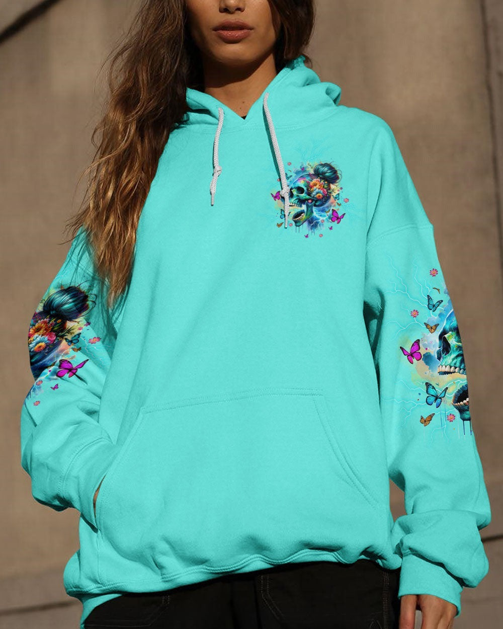 BLISSCORNERS I AM THE STORM SKULL MESSY BUN ALL OVER PRINT