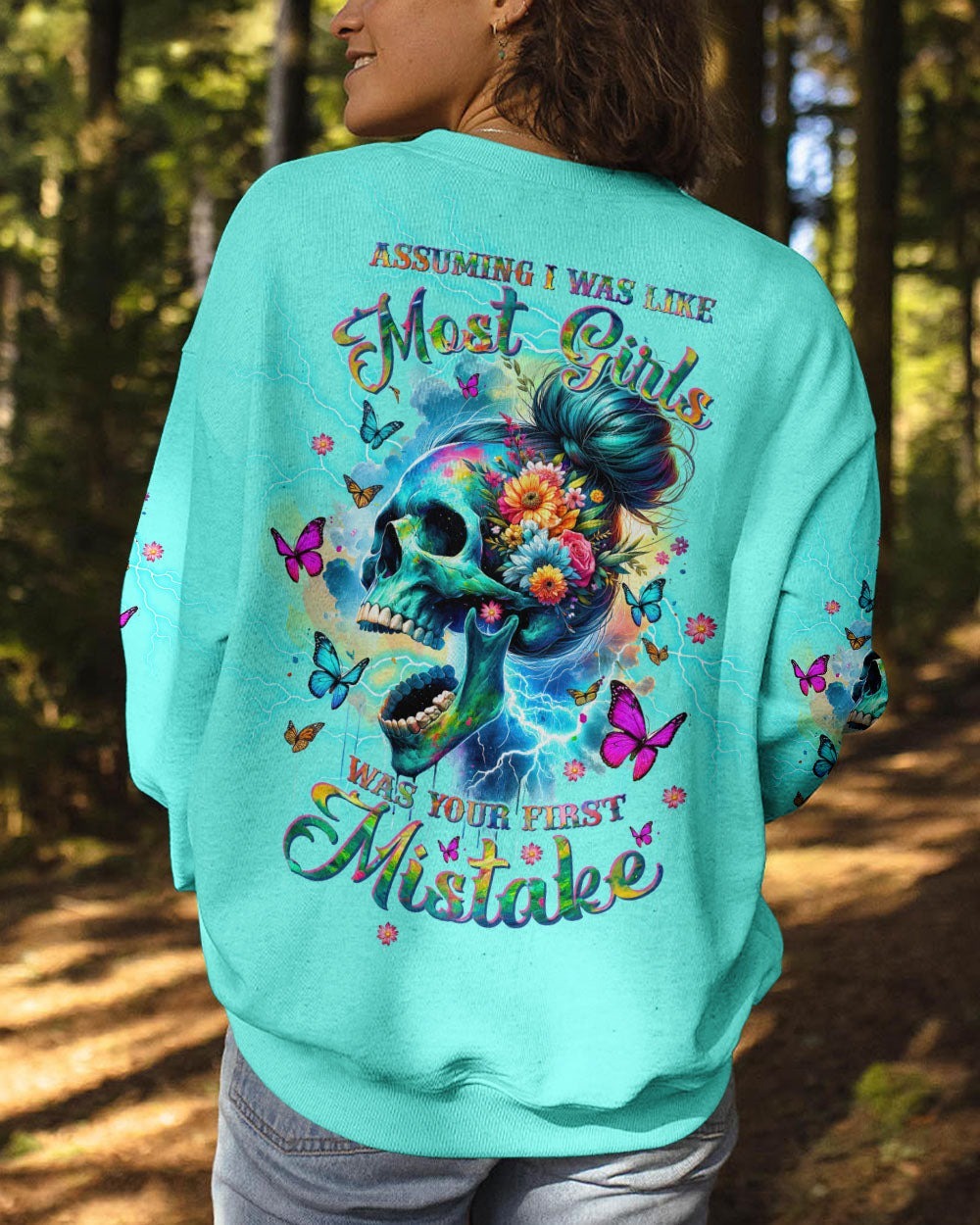 BLISSCORNERS I AM THE STORM SKULL MESSY BUN ALL OVER PRINT