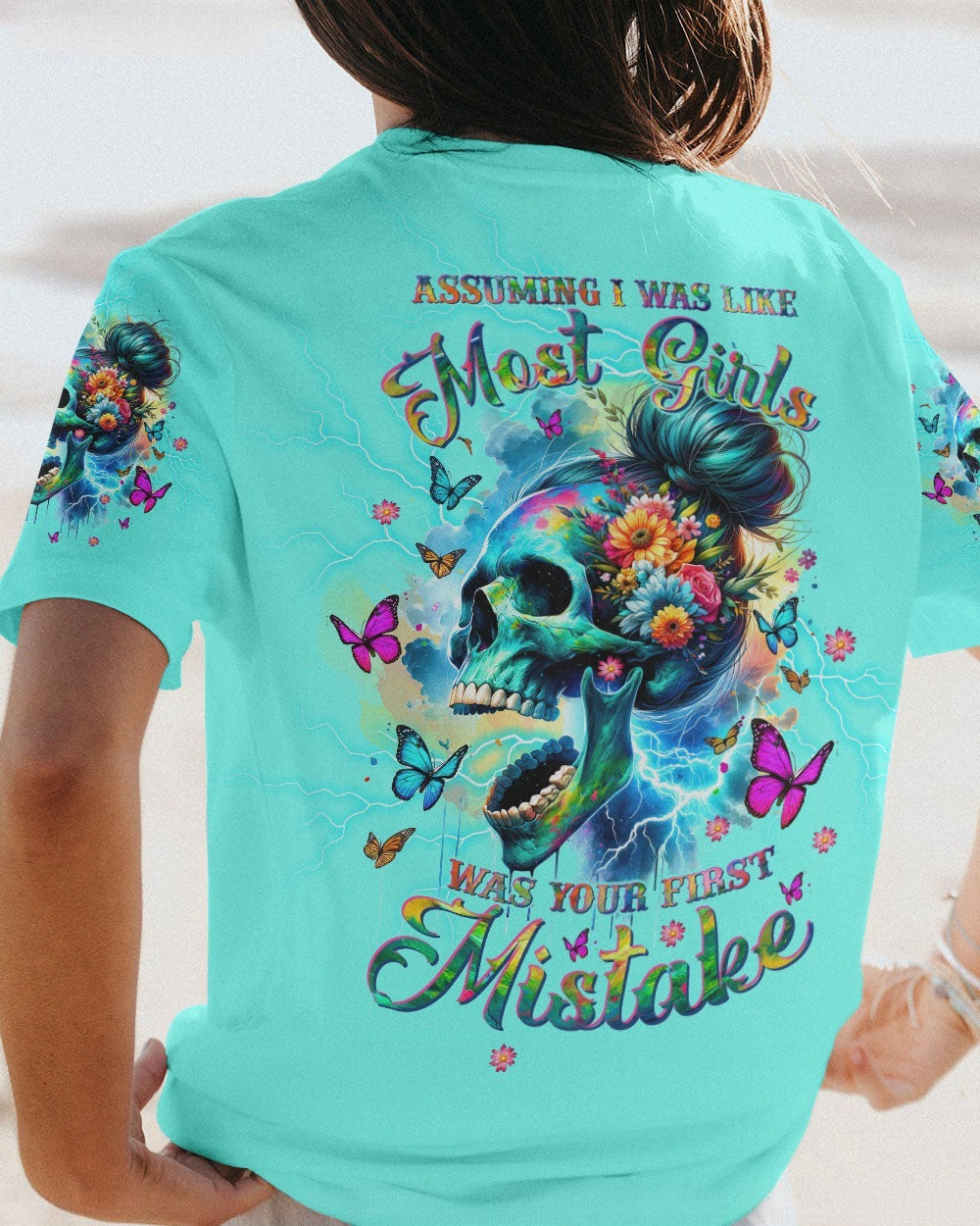 BLISSCORNERS I AM THE STORM SKULL MESSY BUN ALL OVER PRINT