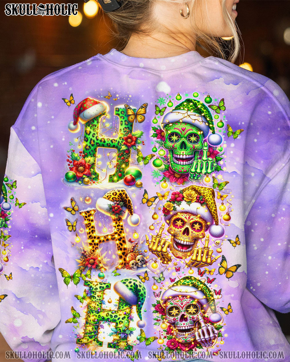 BLISSCORNERS HO HO HO SUGAR SKULL CHRISTMAS ALL OVER PRINT