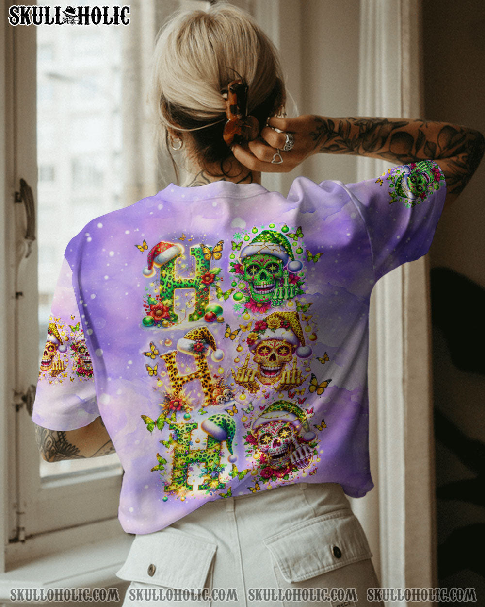 BLISSCORNERS HO HO HO SUGAR SKULL CHRISTMAS ALL OVER PRINT