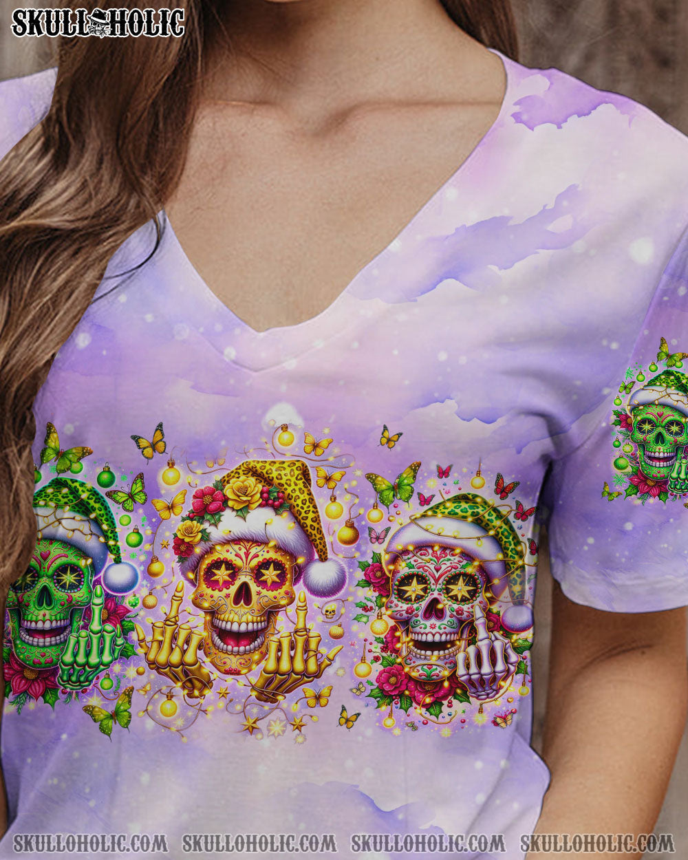 BLISSCORNERS HO HO HO SUGAR SKULL CHRISTMAS ALL OVER PRINT