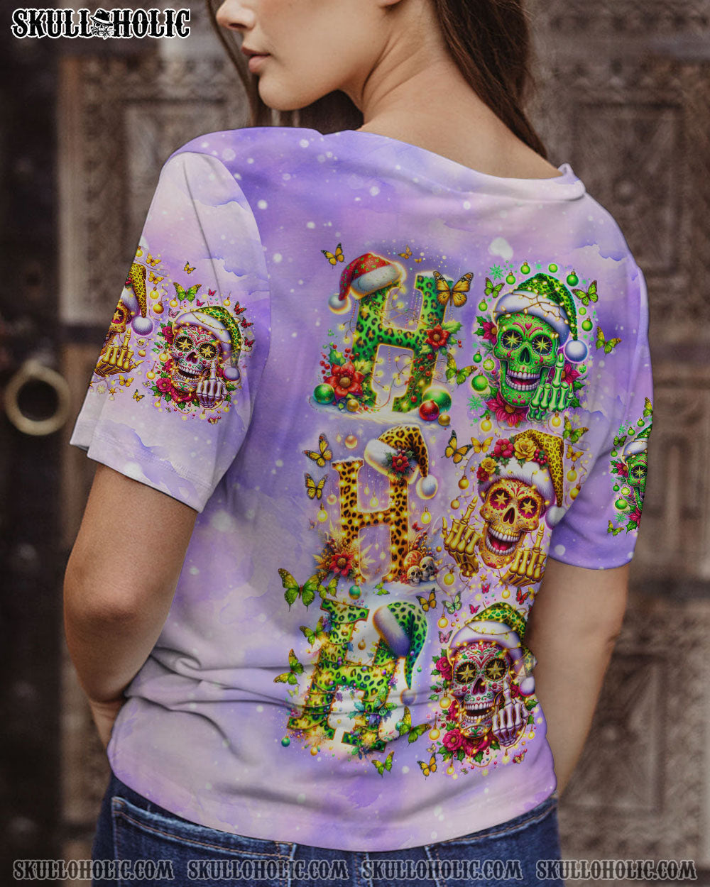 BLISSCORNERS HO HO HO SUGAR SKULL CHRISTMAS ALL OVER PRINT