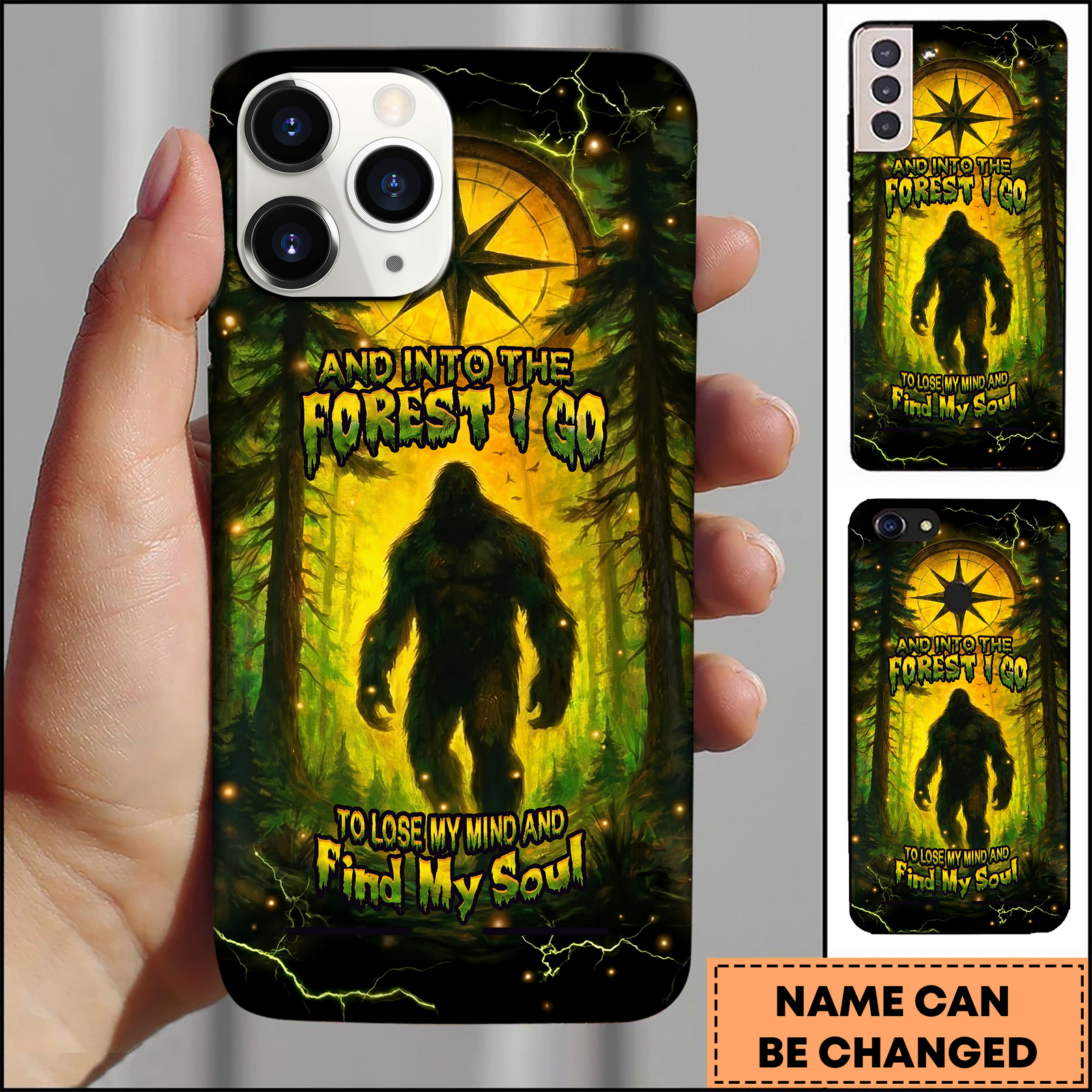 Blisscorners Bigfoot Forest Compass Spiritual Quote 3D Phonecase