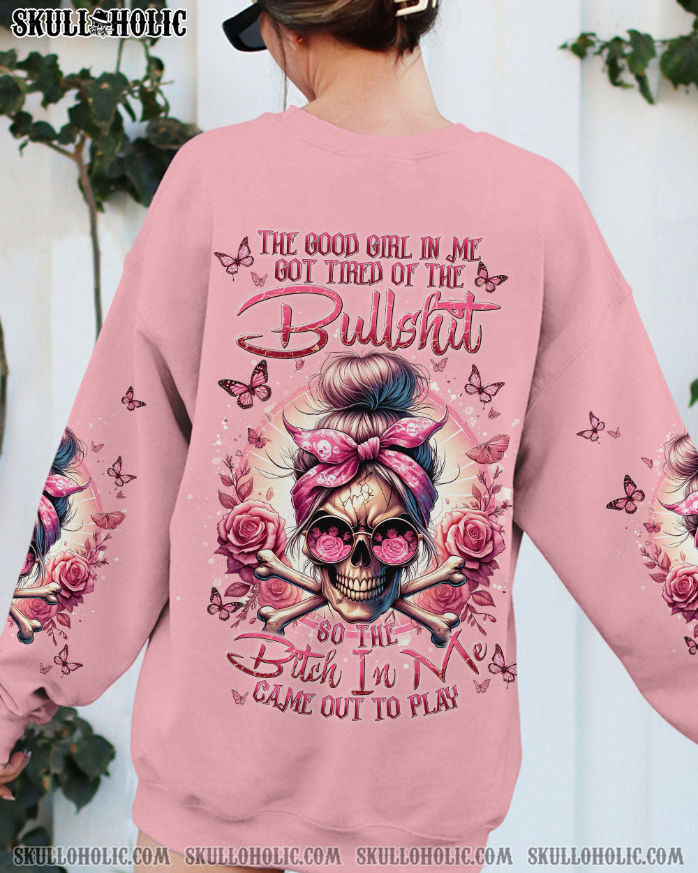 BLISSCORNERS THE GOOD GIRL IN ME MESSY BUN ALL OVER PRINT