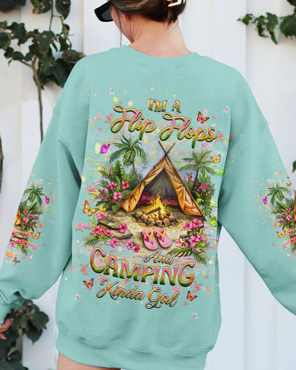 BLISSCORNERS I'M A FLIP FLOPS AND CAMPING KINDA GIRL ALL OVER PRINT
