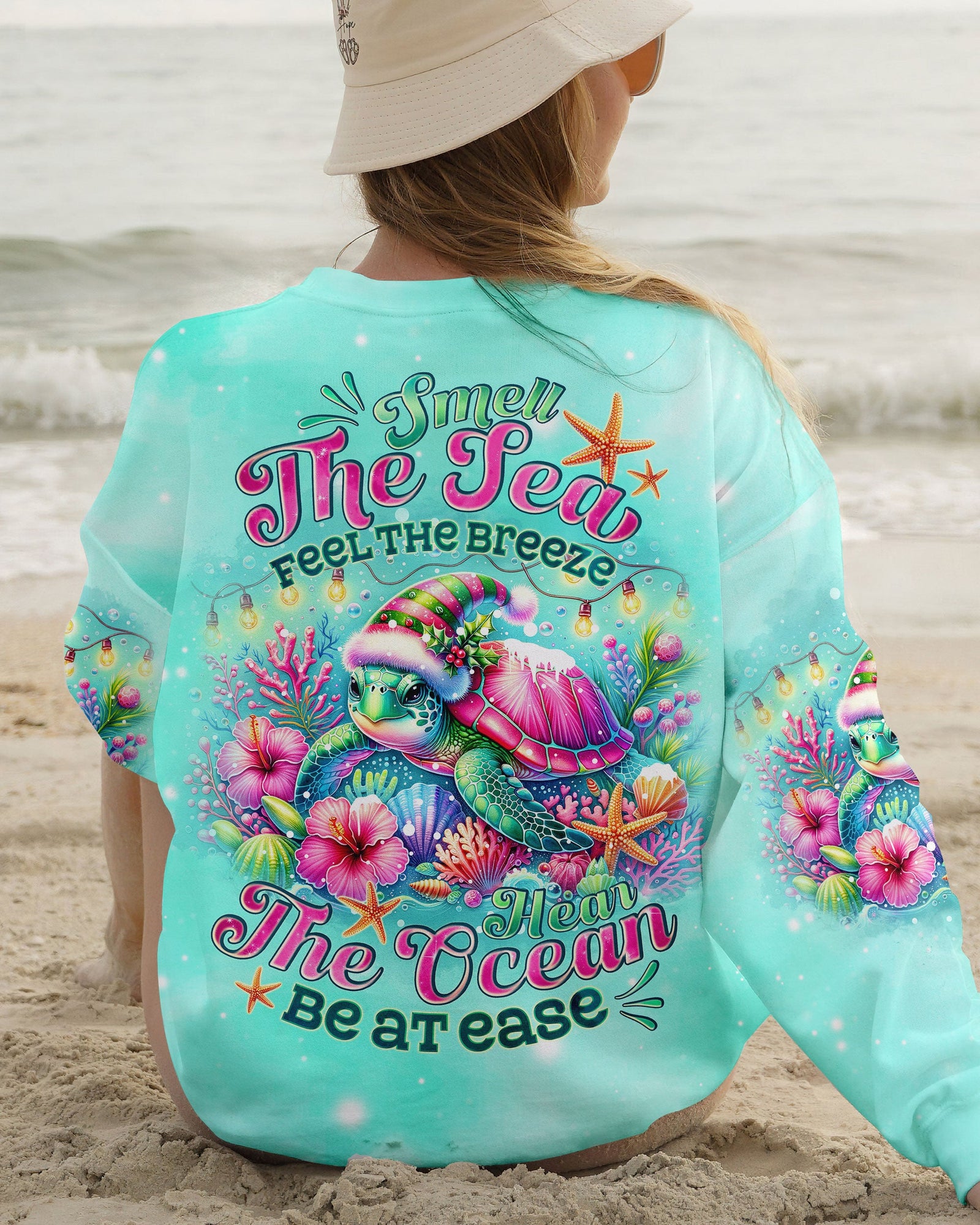 BLISSCORNERS SMELL THE SEA FEEL THE BREEZE TURTLE CHRISTMAS ALL OVER PRINT